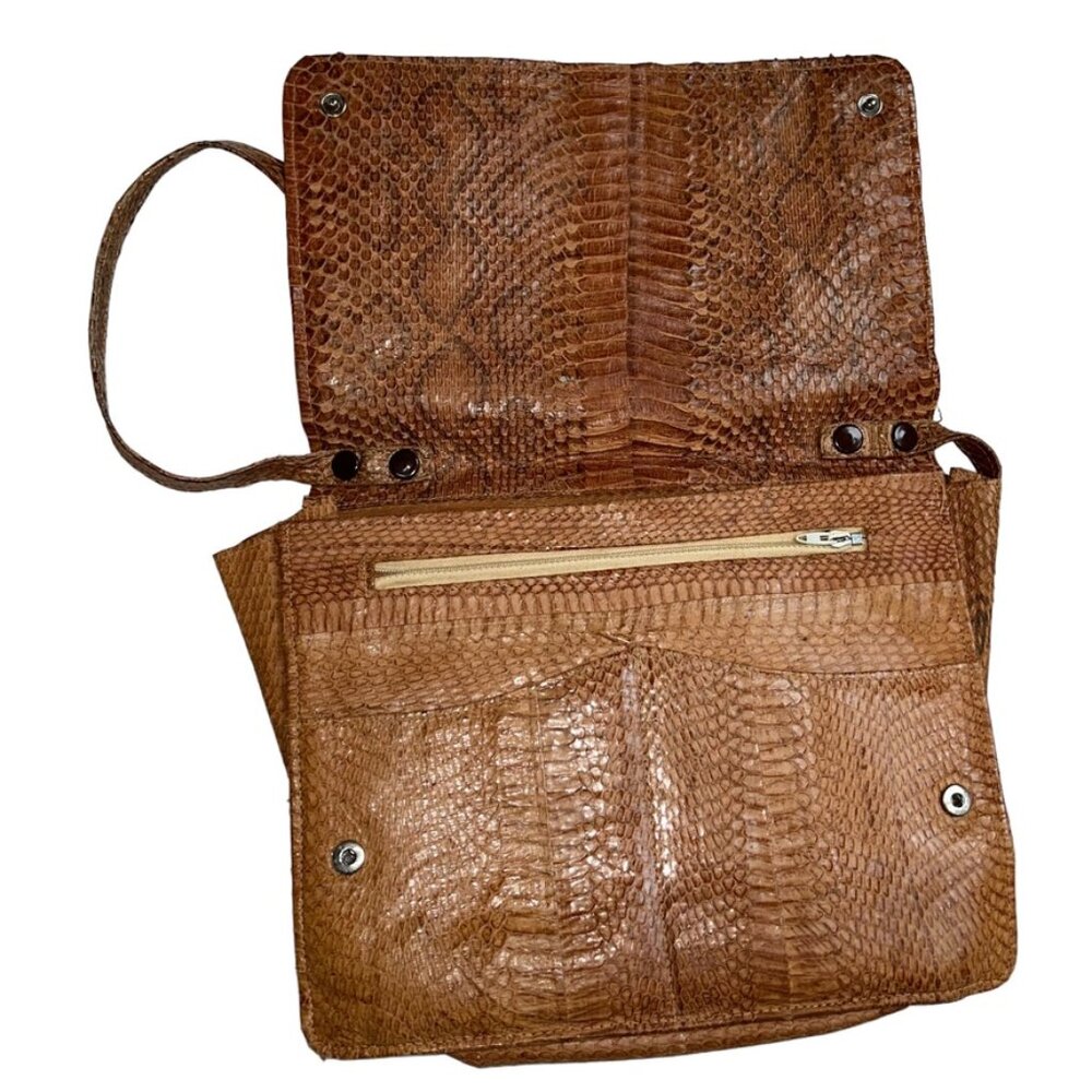 Vintage Brown Python Snakeskin Shoulder Bag Incre… - image 5